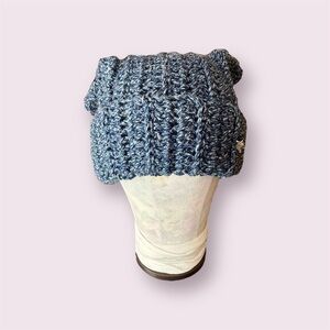Idol Inspired Blue Floppy Ear Beanie | Handmade Crochet Hat with Butterfly Charm